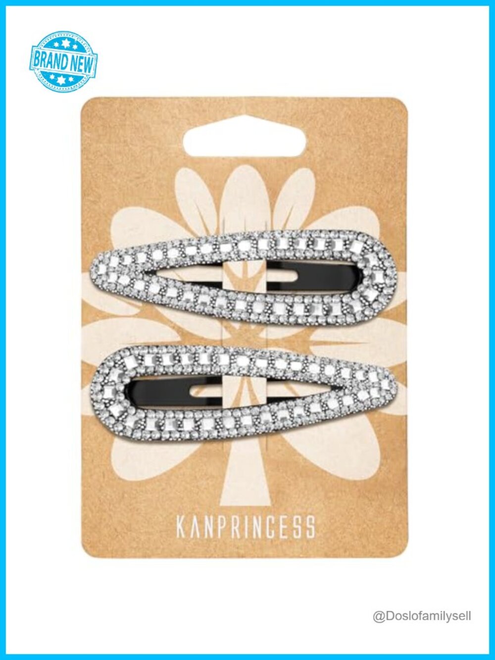 Rhinestone Snap Hair Clips Set of 2 Metal Barrettes